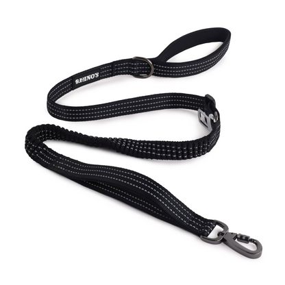 Black 2 in 1 bungee leash and car seat buckle. 