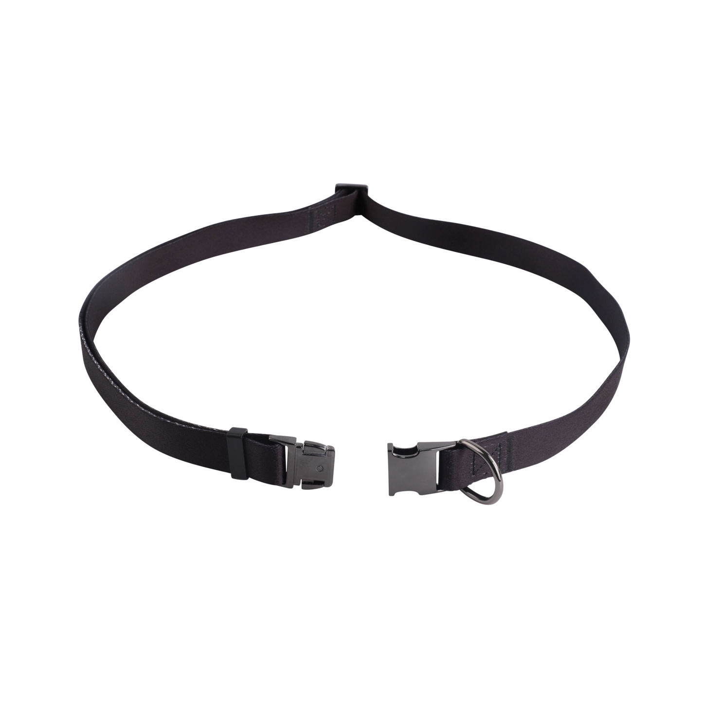 Black running leash waist attachment. 